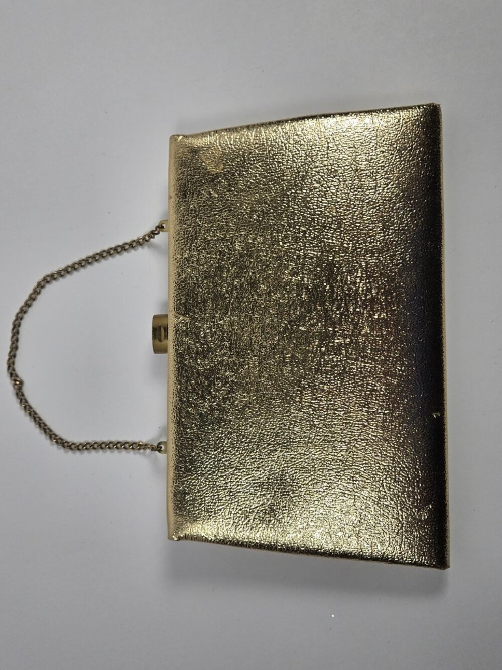 Vintage L&M Fine Arts Bag Gold Metallic Textured Clutch Made in USA Mid-Century